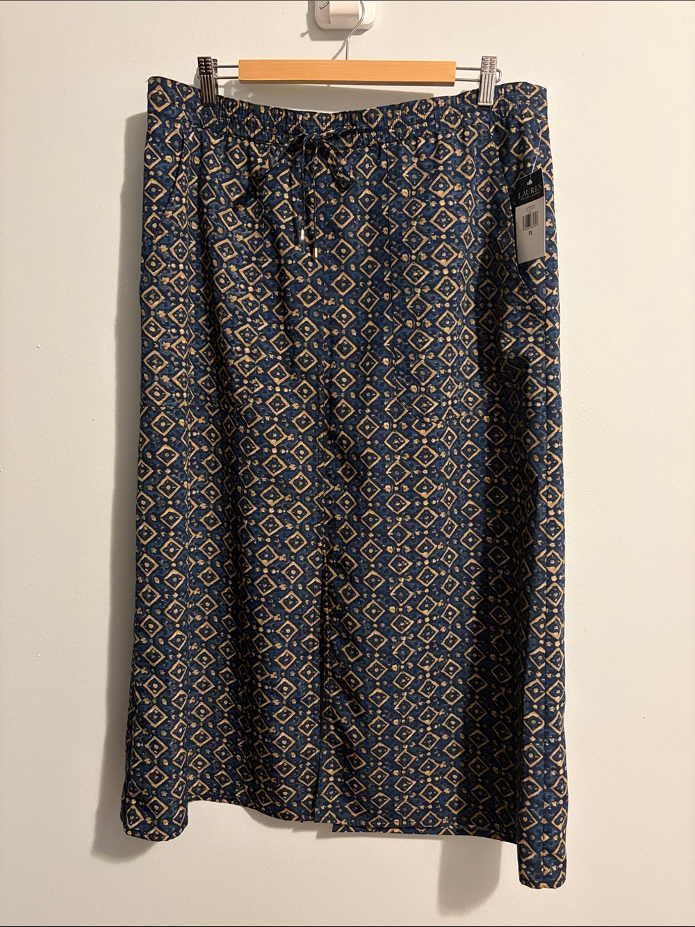 Ralph Lauren Navy and Tan Geometric Print Skirt